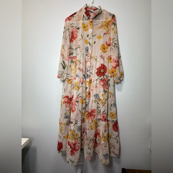 Blogger’s Favourite Zara Floral Print Maxi Shirt Dress size S - Picture 12 of 16
